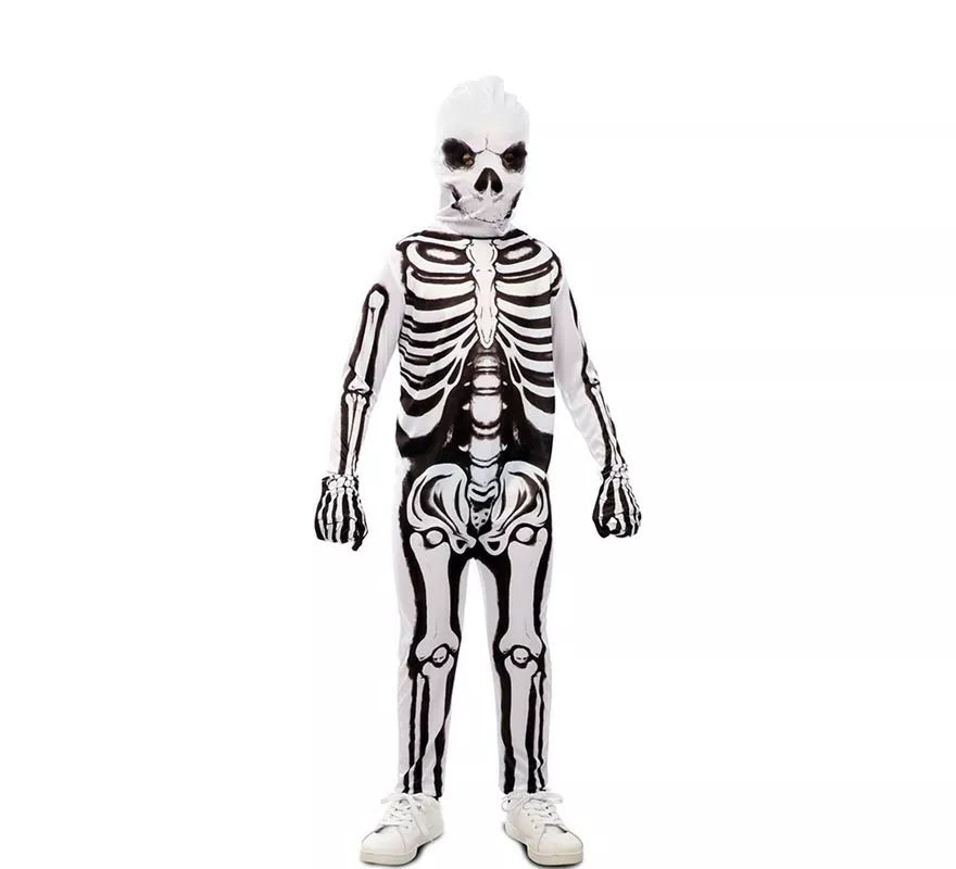Translation missing: de.Disfraz de Esqueleto blanco y negro con máscara para niño