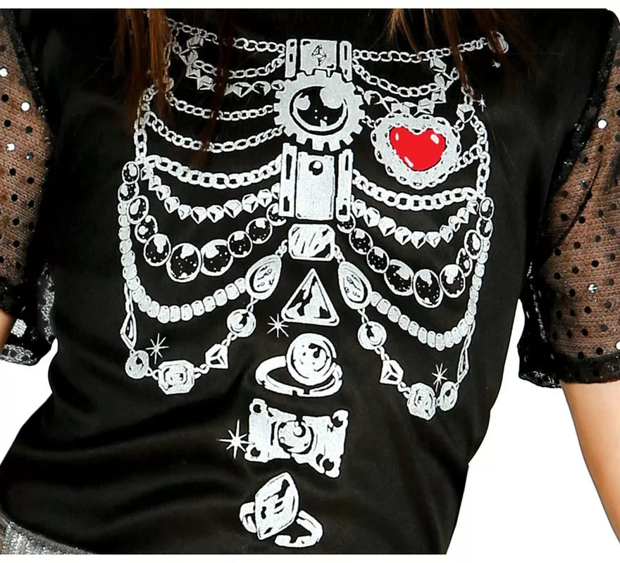 Disfraz de Esqueleto Brillante para niña