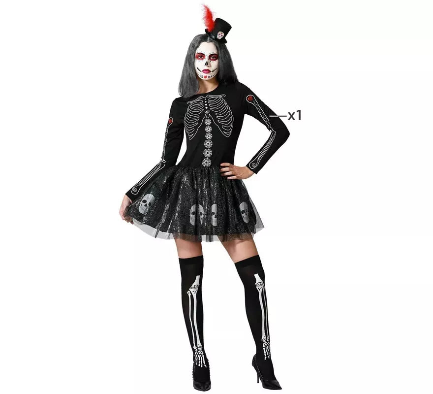 Translation missing: de.Disfraz de Esqueleto Brillo Calaveras para mujer
