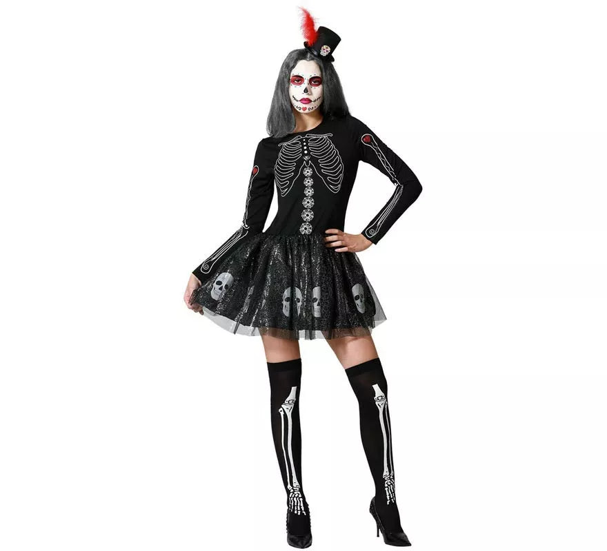 Translation missing: de.Disfraz de Esqueleto Brillo Calaveras para mujer