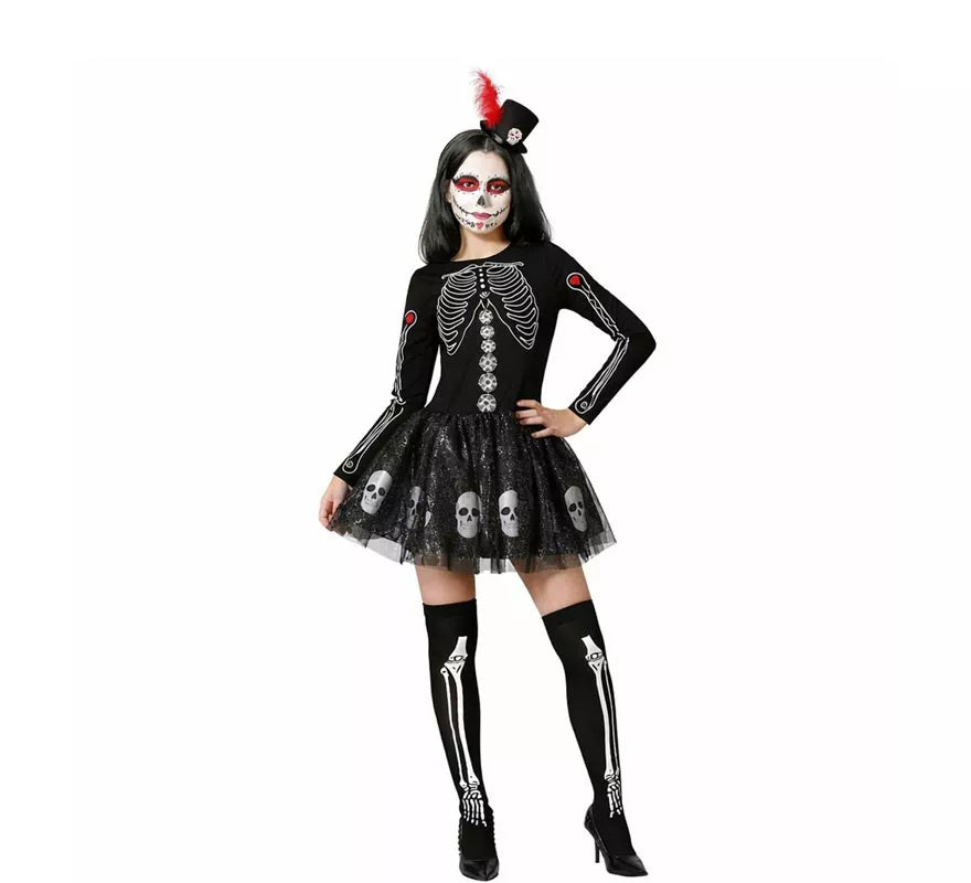 Translation missing: de.Disfraz de Esqueleto Brillo Calaveras para mujer