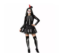 Glitzerndes Totenkopf-Skelett-Kostüm für Damen