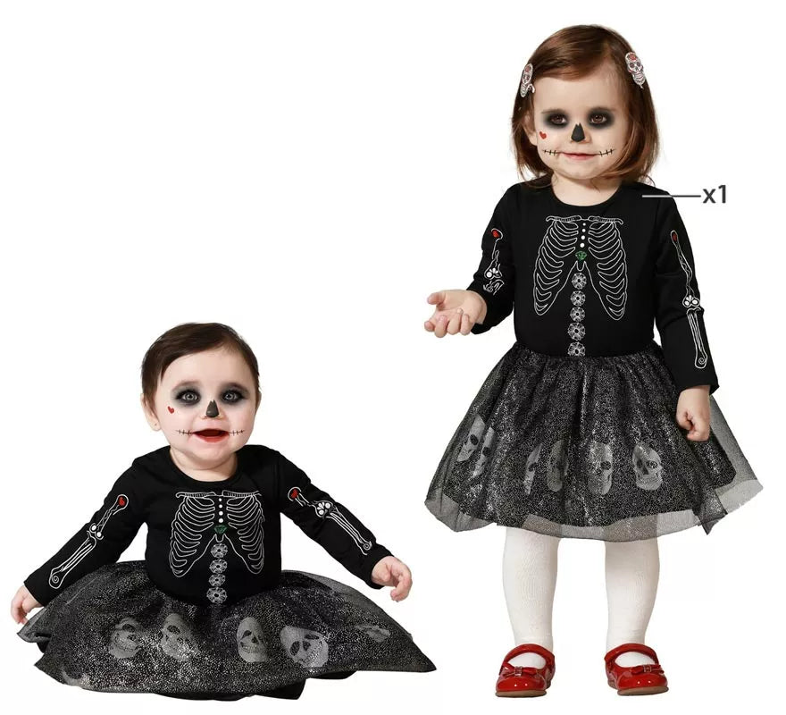 Translation missing: de.Disfraz de Esqueleto Brillo Calaveras para niña y bebé
