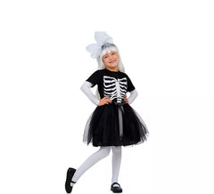 Skelettkostüm mit schwarzem Tutu für Mädchen