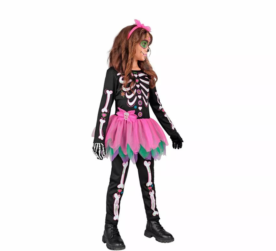 Translation missing: de.Disfraz de Esqueleto con Tutú rosa para niña