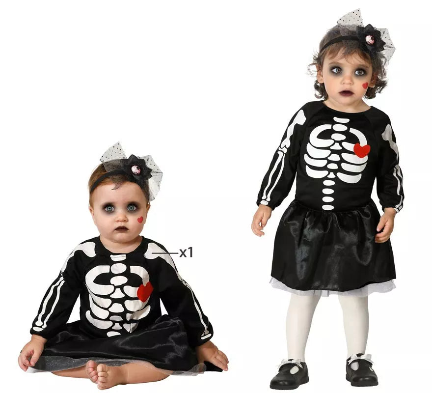 Translation missing: de.Disfraz de Esqueleto Corazón para niña y bebé