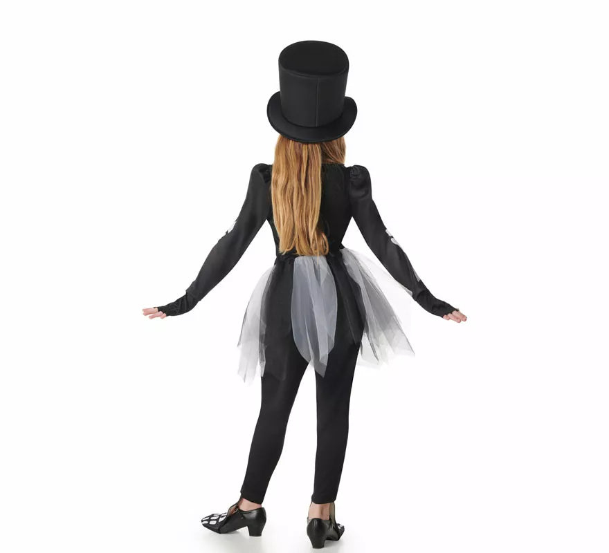 Disfraz de Esqueleto Elegante con Sombrero para niña