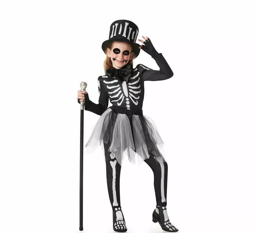 Translation missing: de.Disfraz de Esqueleto Elegante con Sombrero para niña