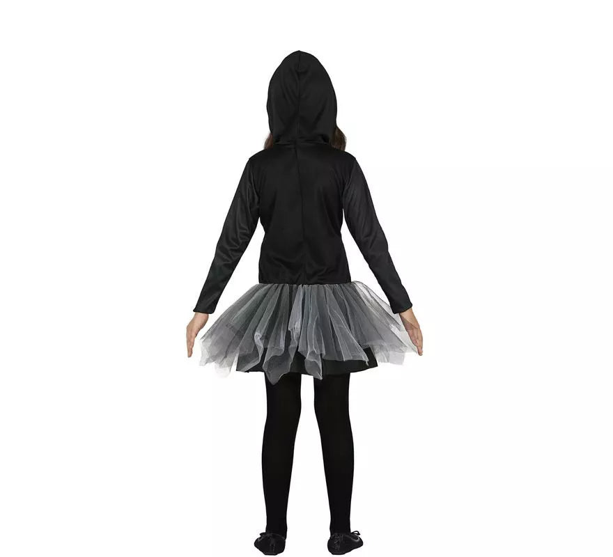 Translation missing: de.Disfraz de Esqueleto Encapuchado gris para niña