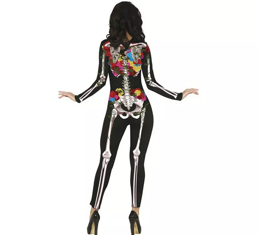 Disfraz de Esqueleto Flores multicolor para mujer