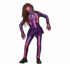 Fluoreszierendes Skelettkostüm mit Tutu für Mädchen