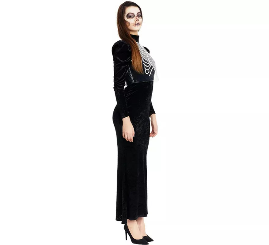 Disfraz de Esqueleto glamuroso negro para mujer