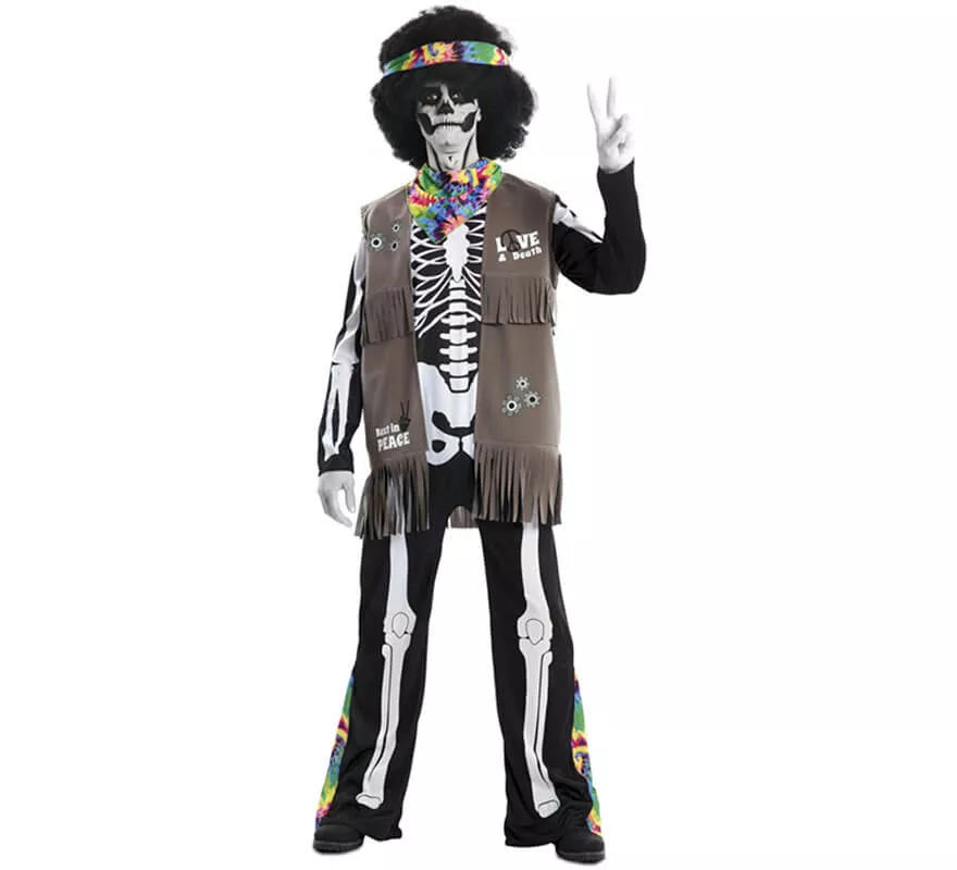 Disfraz de Esqueleto Hippie para adultos