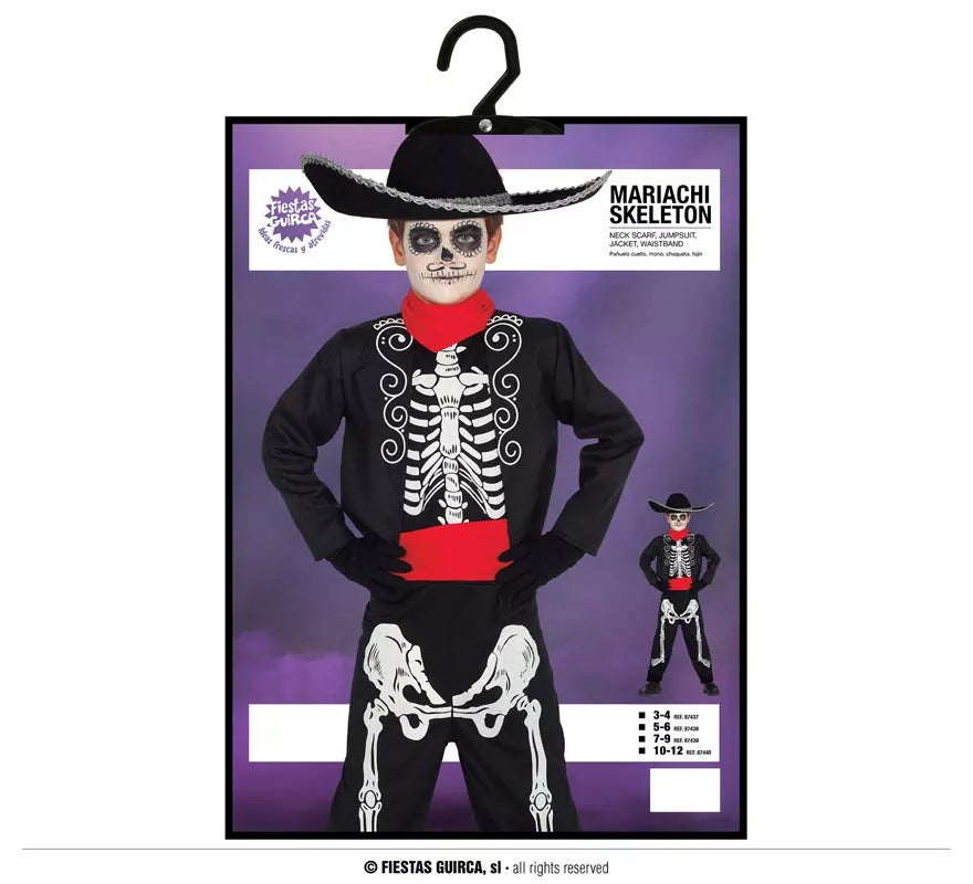 Translation missing: de.Disfraz de Esqueleto Mariachi para niño