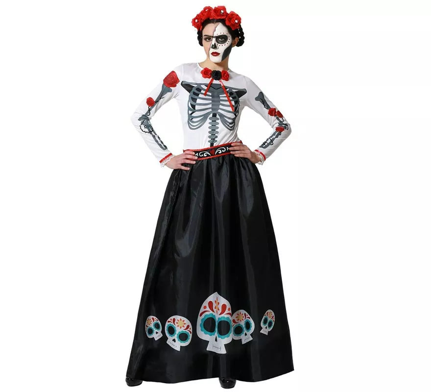 Translation missing: de.Disfraz de Esqueleto Mejicano Catrina Rosas para mujer