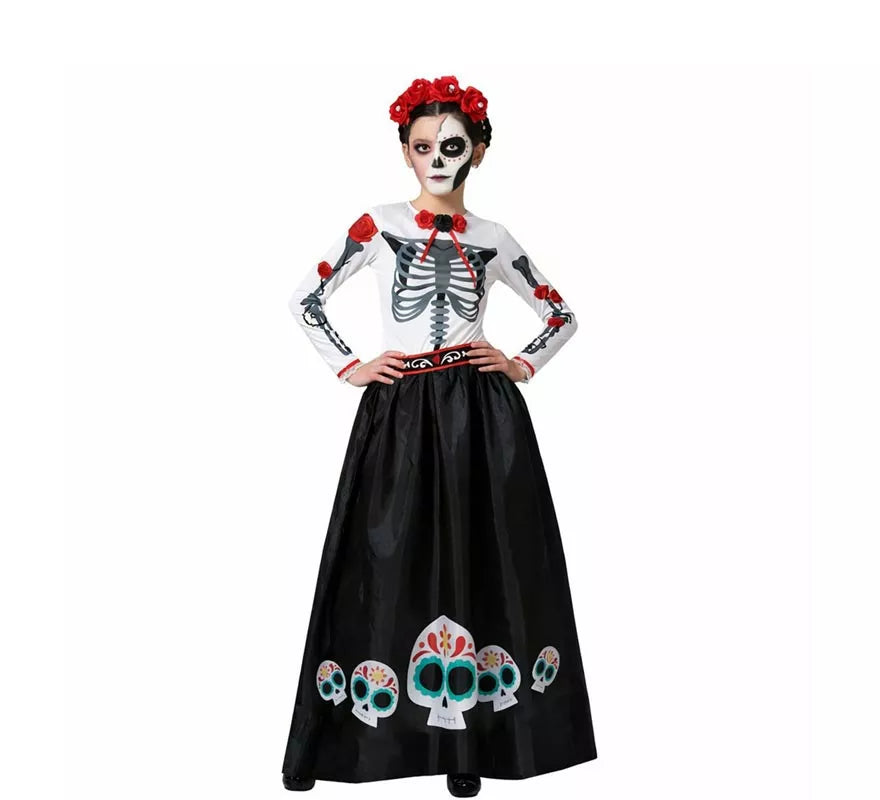 Disfraz de Esqueleto Mejicano Catrina Rosas para mujer
