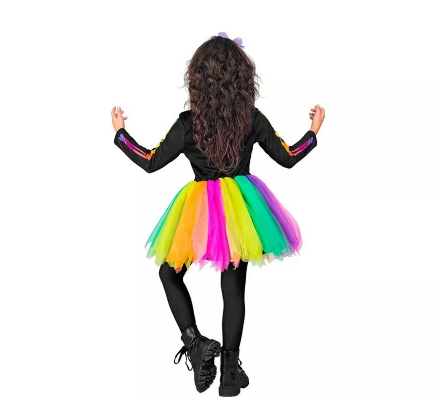 Translation missing: de.Disfraz de Esqueleto Tutú multicolor para niña