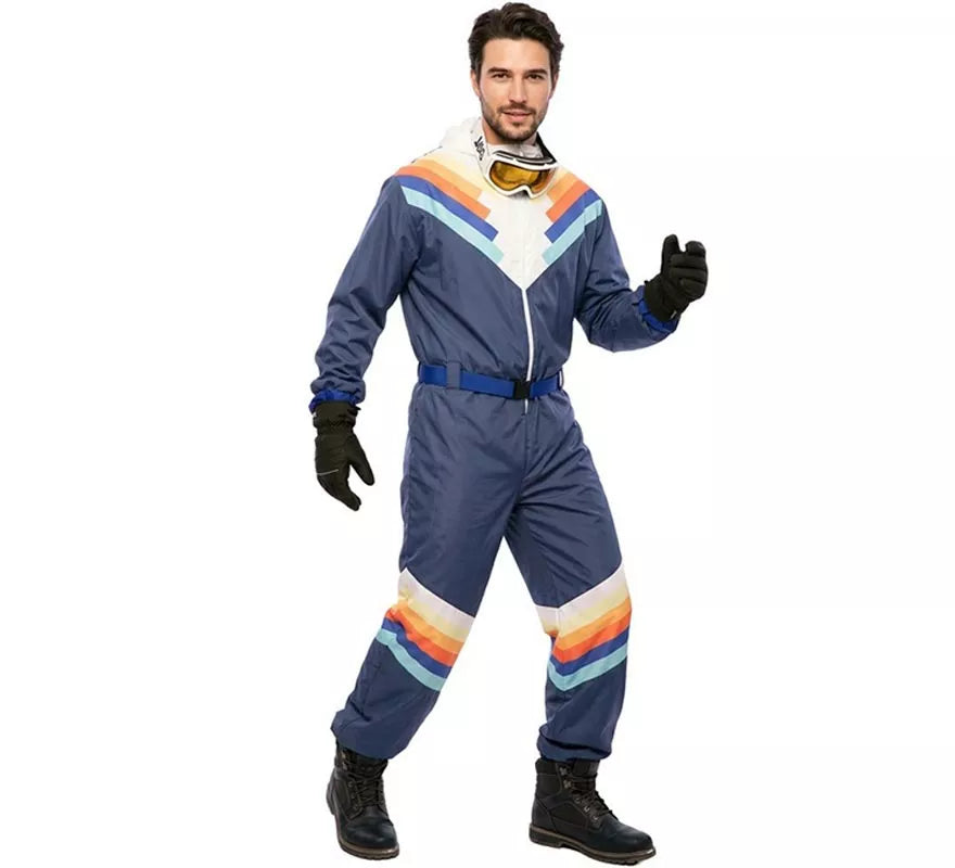 Translation missing: de.Disfraz de Esquiador azul con cinturón para hombre