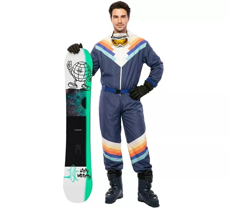 Translation missing: de.Disfraz de Esquiador azul con cinturón para hombre