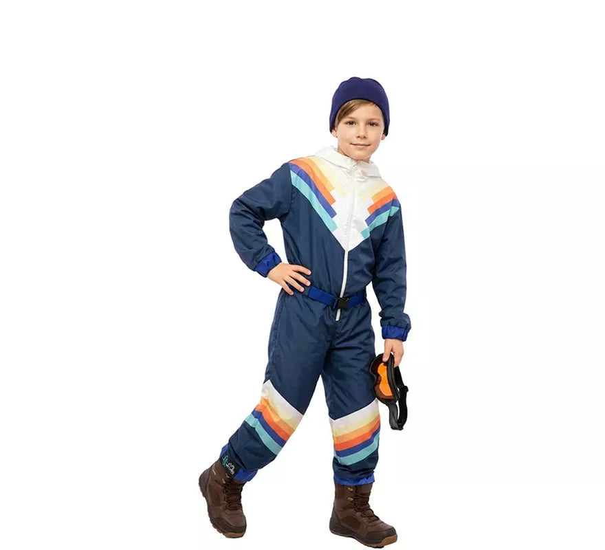 Translation missing: de.Disfraz de Esquiador azul con cinturón para niño