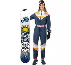 Blaues Skifahrerkostüm mit Gürtel für Damen