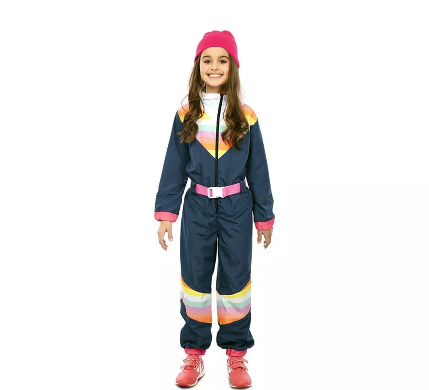 Translation missing: de.Disfraz de Esquiadora azul con cinturón para niña