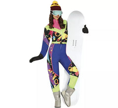 Blaues 80er-Jahre-Skifahrer-Kostüm für Damen