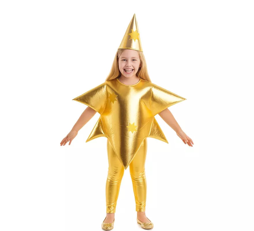 Translation missing: de.Disfraz de Estrella de Navidad color Oro para niños