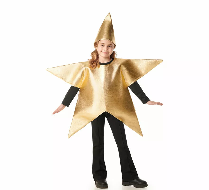 Translation missing: de.Disfraz de Estrella de Navidad dorada para niños