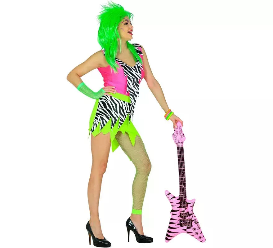 Translation missing: de.Disfraz de Estrella de Rock Años 80 Animal Print para mujer