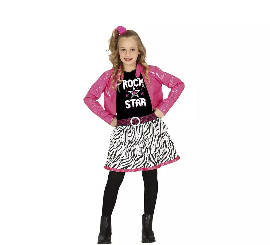 Translation missing: de.Disfraz de Estrella de Rock Rosa para niña