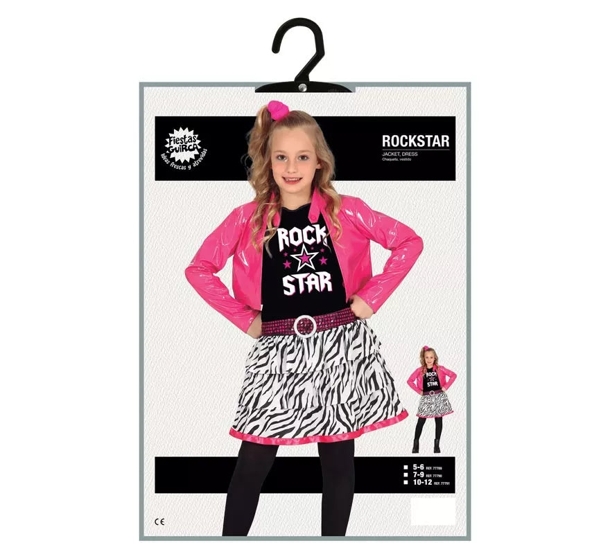Translation missing: de.Disfraz de Estrella de Rock Rosa para niña