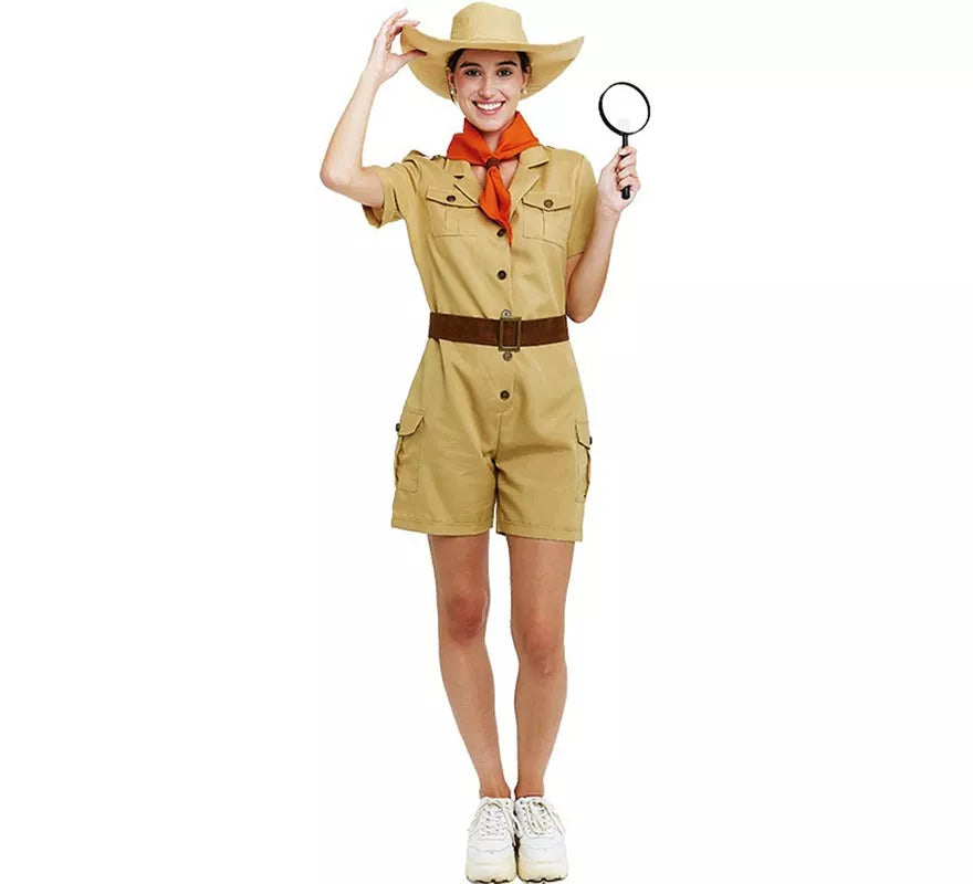 Translation missing: de.Disfraz de Exploradora clásica con cinturón para mujer