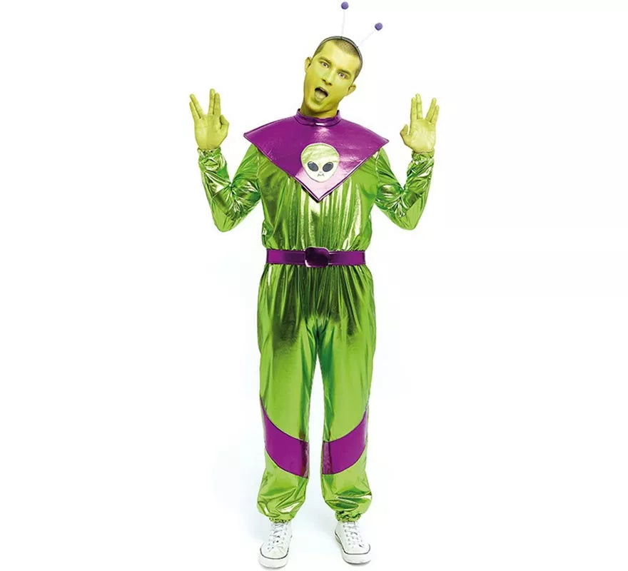Translation missing: de.Disfraz de Extraterrestre verde y morado para hombre