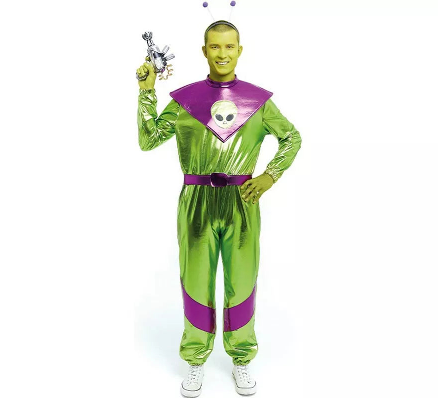 Disfraz de Extraterrestre verde y morado para hombre