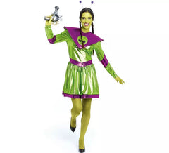 Grün-lila Alien-Kostüm für Damen