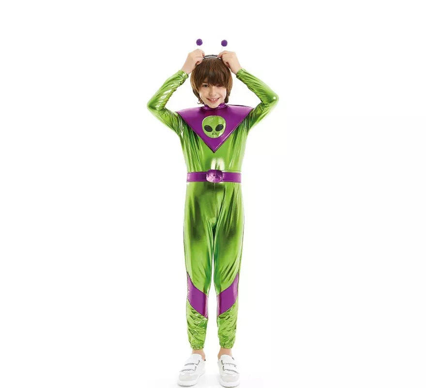 Translation missing: de.Disfraz de Extraterrestre verde y morado para niño