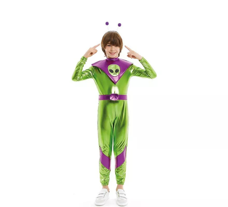 Translation missing: de.Disfraz de Extraterrestre verde y morado para niño