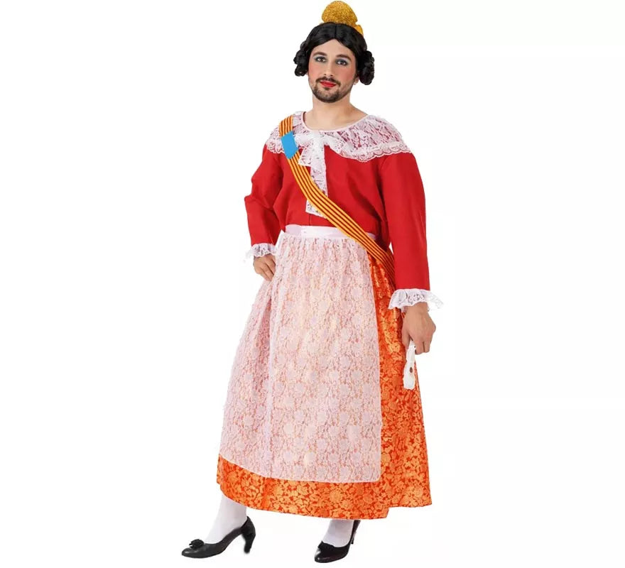 Translation missing: de.Disfraz de Fallera Mayor roja para hombre