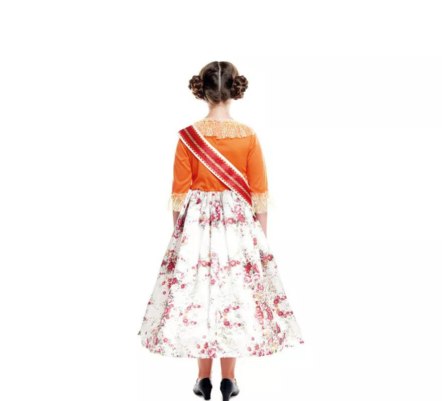 Translation missing: de.Disfraz de Fallera Naranja estampado para niña