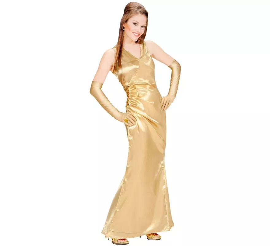 Translation missing: de.Disfraz de Famosa Celebrity dorado para mujer