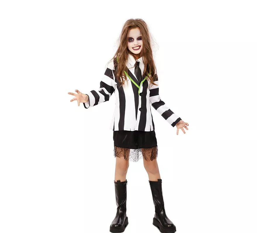 Translation missing: de.Disfraz de Fantasma de traje divertido a rayas para niña