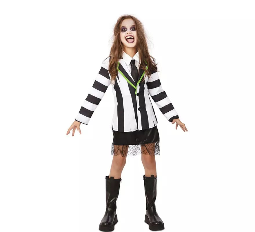 Translation missing: de.Disfraz de Fantasma de traje divertido a rayas para niña