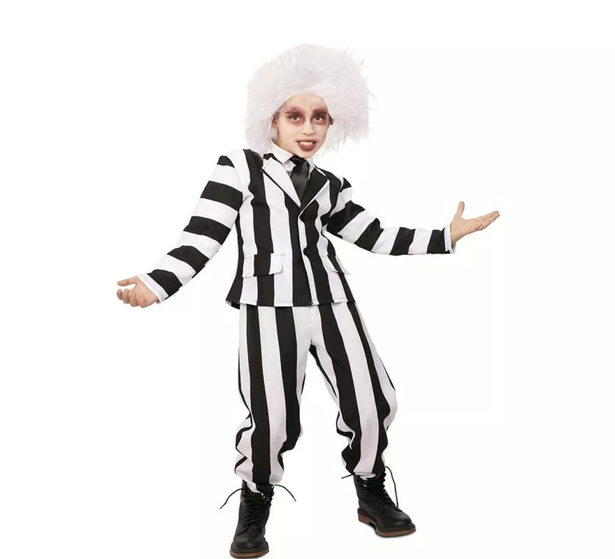 Translation missing: de.Disfraz de Fantasma de traje divertido a rayas para niño
