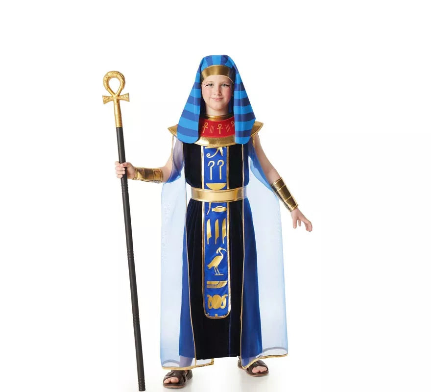Translation missing: de.Disfraz de Faraón Egipcio azul para niño
