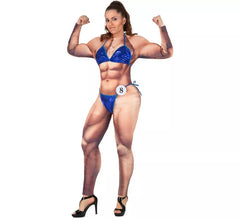 Bodybuilder-Kostüm im blauen Badeanzug für Damen
