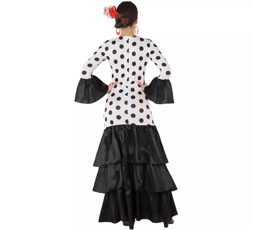 Disfraz de Flamenca o Sevillana blanco y negro para mujer