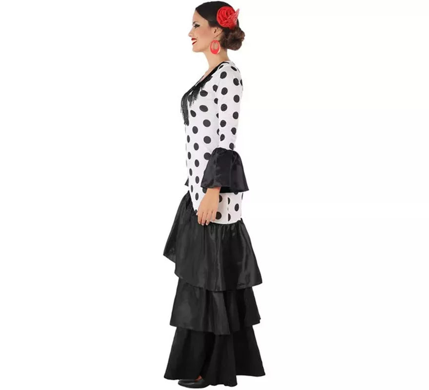 Translation missing: de.Disfraz de Flamenca o Sevillana blanco y negro para mujer