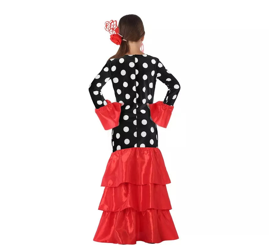 Disfraz de Flamenca roja lunares para niña