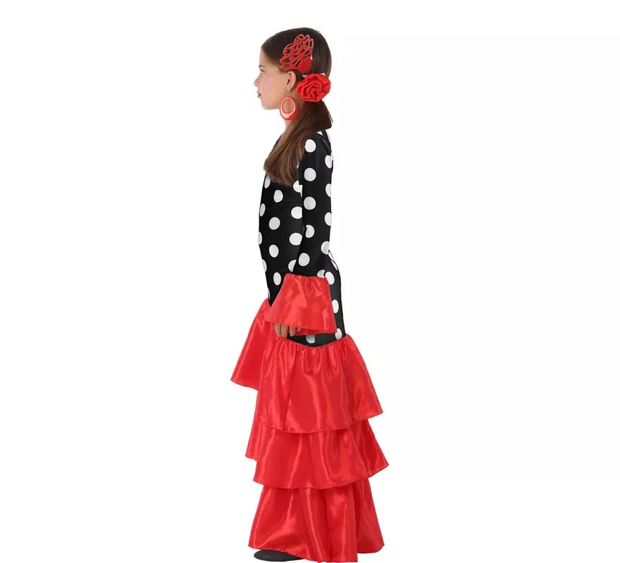 Disfraz de Flamenca roja lunares para niña